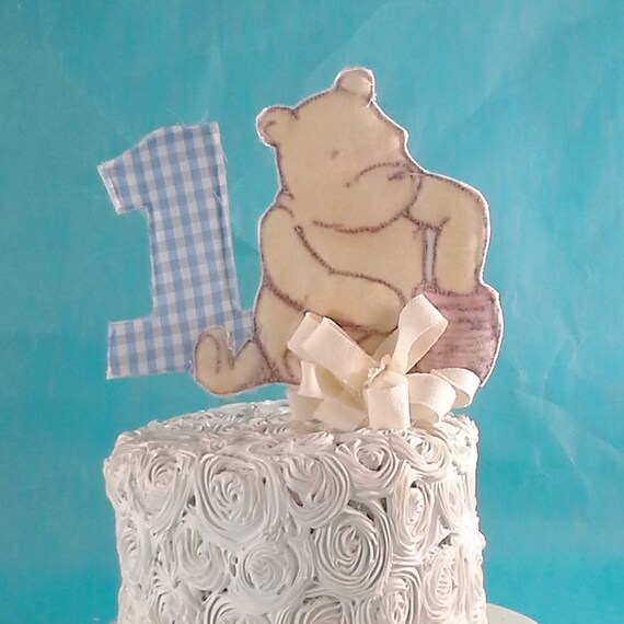 Classic Pooh Bear Cake Topper Fabric Winnie The Pooh First Etsy