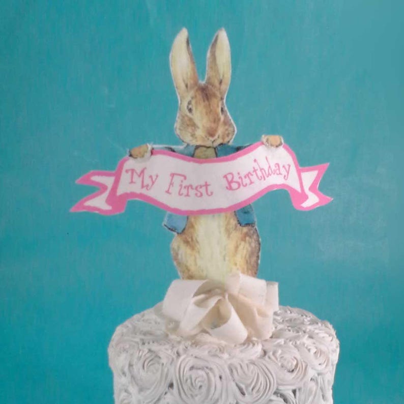 Shabby Chic Peter Rabbit cake topper fabric Peter Rabbit birthday party decoration L244
