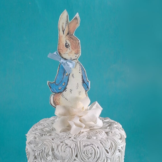 Shabby Chic Peter Rabbit cake topper fabric Peter Rabbit birthday party decoration L244