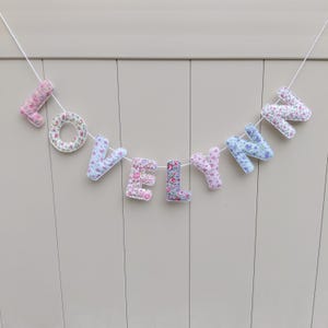 Custom Fabric Name Banner: Nursery Room Decor, Photo Prop image 1