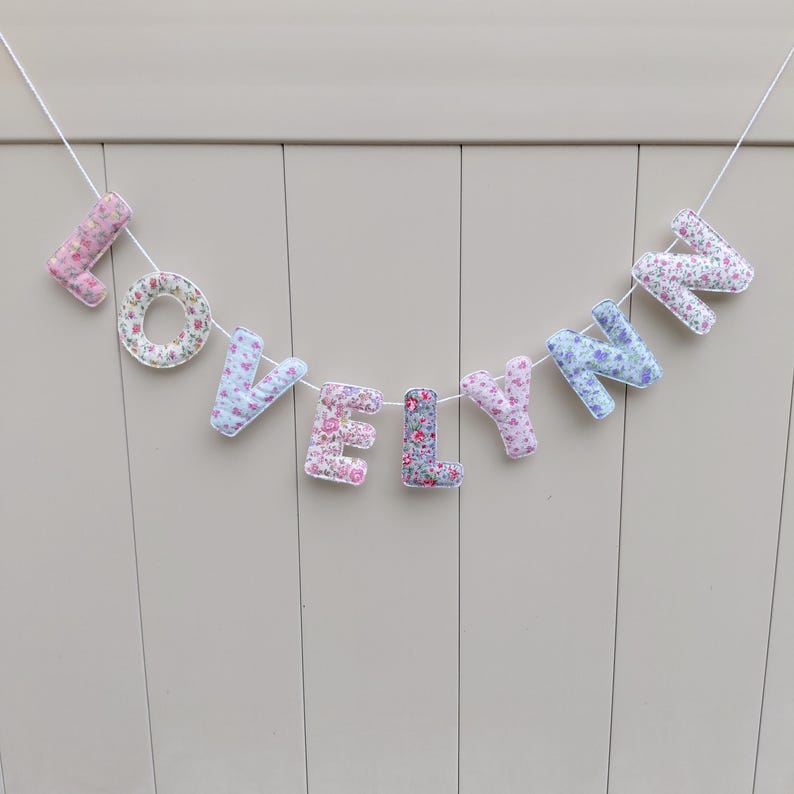 Custom Fabric Name Banner: Nursery Room Decor, Photo Prop image 1