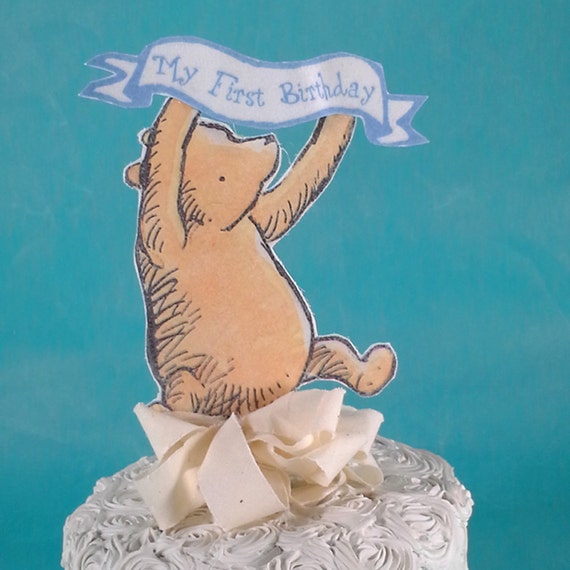 Classic Pooh Bear Cake Topper Fabric Winnie The Pooh Birthday Etsy