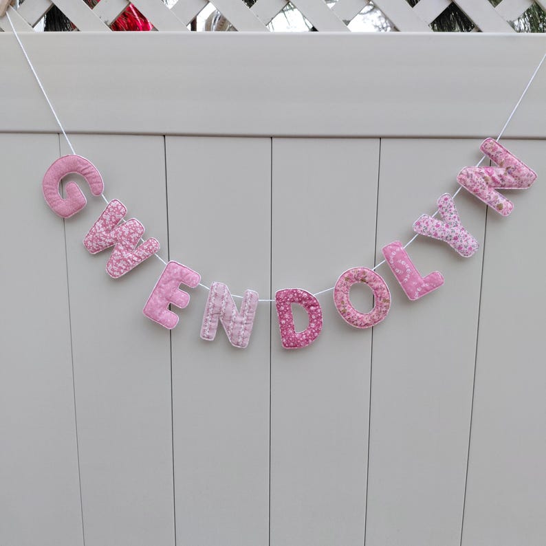 Custom Fabric Name Banner: Nursery Room Decor, Photo Prop image 10