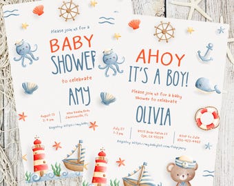 Custom Ahoy It's a Boy Invitations