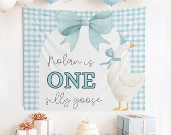 Custom One Silly Goose Banner, Goose Birthday Banner, Silly Goose Birthday, Goose 1st Birthday, One Silly Goose, 1st Birthday, Silly Goose