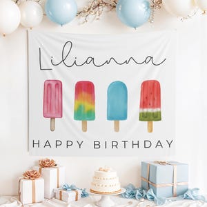 Custom Popsicle Birthday Banner, Popsicle Birthday Decorations, Pop on Over Birthday, Birthday Banner, Popsicle Birthday, Summer Birthday