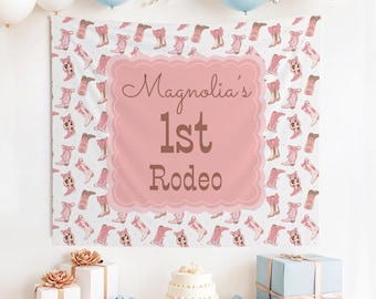 Aangepaste eerste rodeo banner, gepersonaliseerde 1e rodeo banner, rodeo eerste verjaardag banner, mijn eerste rodeo, cowgirl verjaardag, 1e verjaardag
