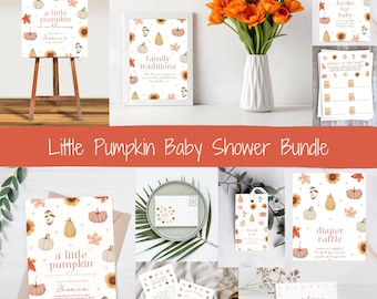 A Little Pumpkin is on the Way Bundle, Pumpkin Shower Bundle, Baby Shower Games, Baby Shower Sign, Baby Shower Invite, Fall Baby Shower