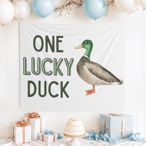 One Lucky Duck Banner, One Lucky Duck Sign, 1st Birthday Banner, One Lucky Duck Decor, Duck First Birthday Party, 1st Birthday, Mallard Duck