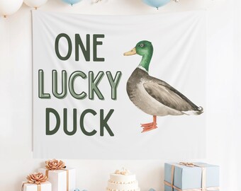 One Lucky Duck High Chair Banner - Mallard 1st Birthday Decorations RTS