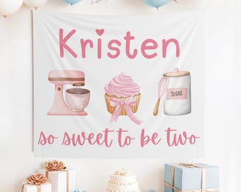 Custom Sweet to Be Two banner, twee Sweet welkomstbord, twee Sweet Party Decor, 2e verjaardag banner, twee Sweet, 2e verjaardag, coquette roze