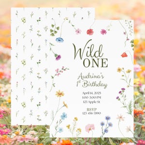 Custom Wildflower Wild One Invitation, Wildflower Wild One Invite, Wild One Birthday Invitation, Wild One Invitation, Wild One, 1st Birthday