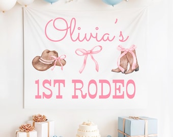 Aangepaste eerste rodeo banner, gepersonaliseerde 1e rodeo banner, rodeo eerste verjaardag banner, mijn eerste rodeo, cowgirl verjaardag, 1e verjaardag