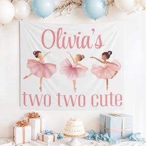 Custom Two Two Cute Banner, Tutu Cute Banner, Two Two Cute Birthday, 2nd Birthday Banner, Two Year Old Party, Tutu Cute, Ballerina Birthday