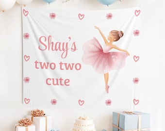 Custom Two Two Cute Banner, Tutu Cute Banner, Two Two Cute Birthday, 2nd Birthday Banner, Two Year Old Party, Tutu Cute, Ballerina Birthday