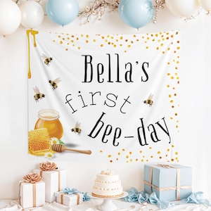 Custom Bee Birthday Banner, Bee Day Banner, Bee First Birthday, Bee Bday Party, 1st Bee Day, 1st Birthday Banner, Happy Bee Day, Bee Day