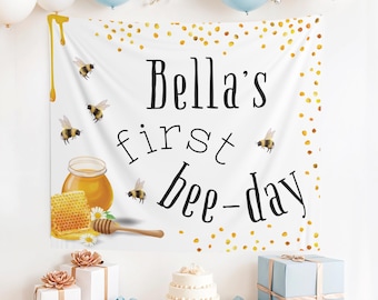 Custom Bee Birthday Banner, Bee Day Banner, Bee First Birthday, Bee Bday Party, 1st Bee Day, 1st Birthday Banner, Happy Bee Day, Bee Day