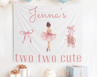 Custom Two Two Cute Banner, Tutu Cute Banner, Two Two Cute Birthday, 2nd Birthday Banner, Two Year Old Party, Tutu Cute, Ballerina Birthday