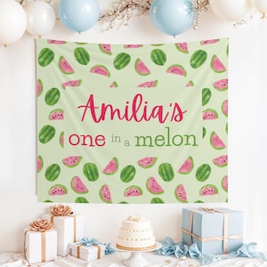 Custom One In A Melon Banner, Watermelon Birthday Decor, One in a Melon Birthday, 1st Birthday Banner, Girl First Birthday, 1st Birthday