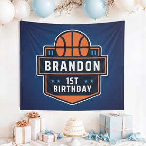 Banner personalizado de baloncesto para primer cumpleaños, fiesta de baloncesto, primer cumpleaños deportivo, decoración para fiesta de baloncesto, cumpleaños deportivo