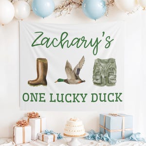 Custom One Lucky Duck Banner, Cake Smash Backdrop, One Lucky Duck Sign, Duck Party Decor, Duck 1st Birthday, One Lucky Duck, Mallard Duck