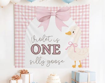 Custom One Silly Goose Banner, Goose Birthday Banner, Silly Goose Birthday, Goose 1st Birthday, One Silly Goose, 1st Birthday, Silly Goose