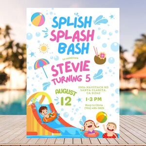 Custom Splish Splash Birthday Bash Invitation, Splish Splash Birthday Bash, Pool Party Invite, Splish Splash Invitation, Pool Party, Digital