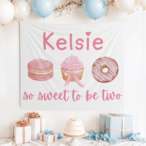 Bannière personnalisée Sweet to Be Two, Two Sweet Welcome Sign, Two Sweet to Be, Décoration de fête, Bannière de 2e anniversaire, Two Sweet, 2e anniversaire, Anniversaire de beignet