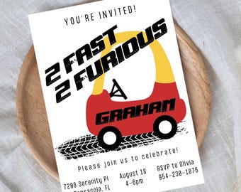 Custom Two Fast Birthday Invitation, 2 Fast 2 Furious Invitation, Two Fast Invite, 2nd Birthday Invite, Two Fast Two, 2 Fast, 2nd Birthday