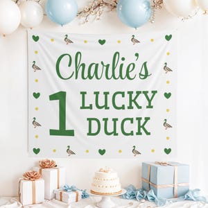 Custom One Lucky Duck Banner, Cake Smash Backdrop, One Lucky Duck Sign, Duck Party Decor, Duck 1st Birthday, One Lucky Duck, Mallard Duck