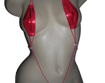 Hologram Teardrop Microkini Slingshot Exotic Dancewear Exoticwear Stripperwear Extreme Sling Bikini