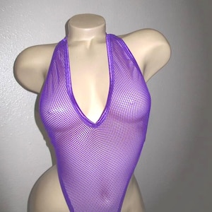One-Piece Bodysuit, Fishnet Exotic Dancewear, Bandeau Monokini, Stripper Outfit, Handmade Exoticwear