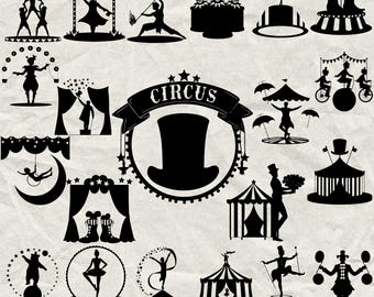 70 Circus Bundle Svg, Dxf, Eps, Ai, Pdf, Jpg, Png Grayscale Burn Image Cut Vector Cnc Wood Cut Cricut Kid Party Circus Silhouette