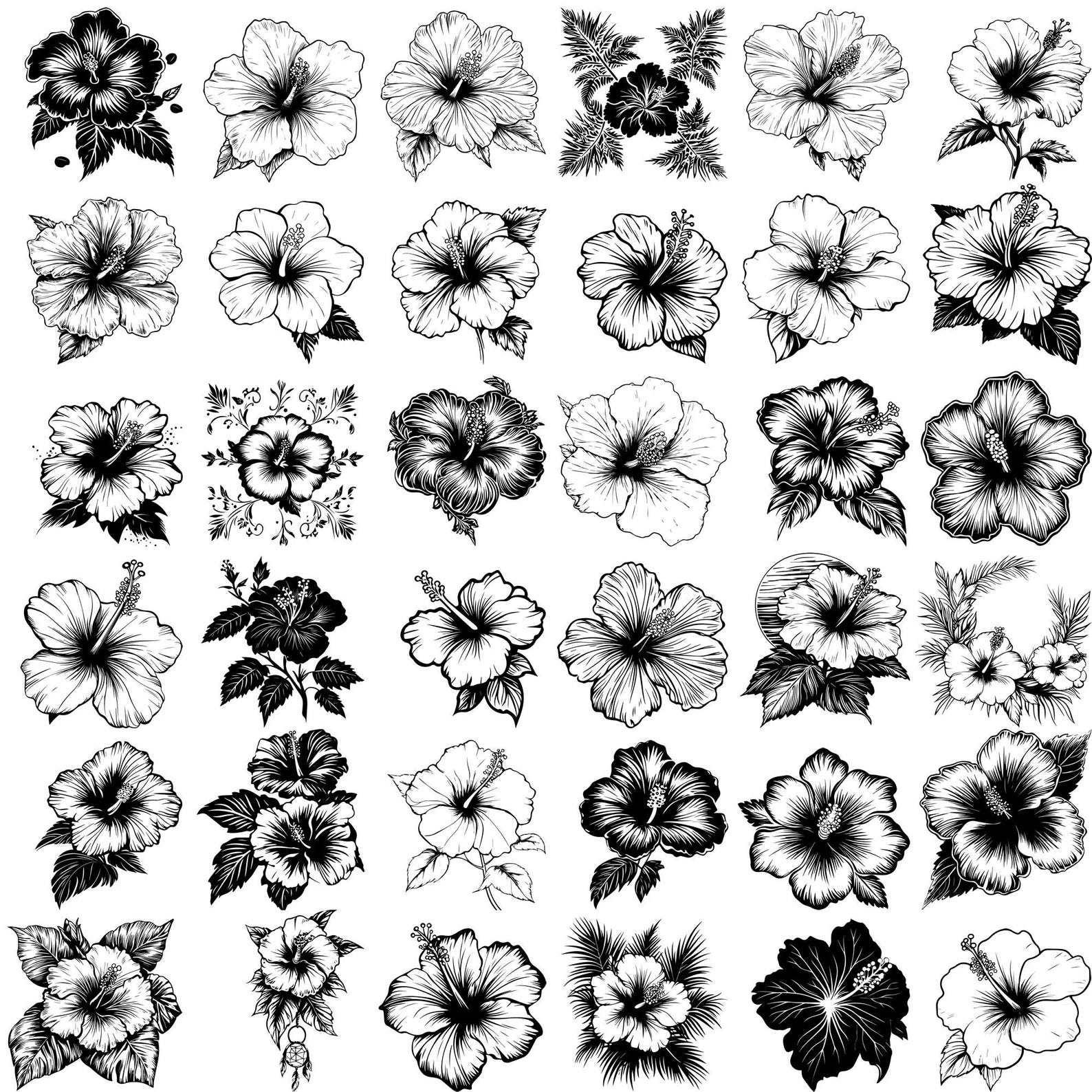50+ Hibiscus Bundle Svg, Dxf, Eps, Ai, Pdf, Jpg, Png Hawaii Flower ...
