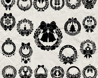 230 Christmas Wreaths Bundle Svg, Dxf, Eps, Ai, Pdf, Jpg, Png Grayscale Burn Image Cut Vector Cnc Wood Cut Cricut Wreath Silhouette