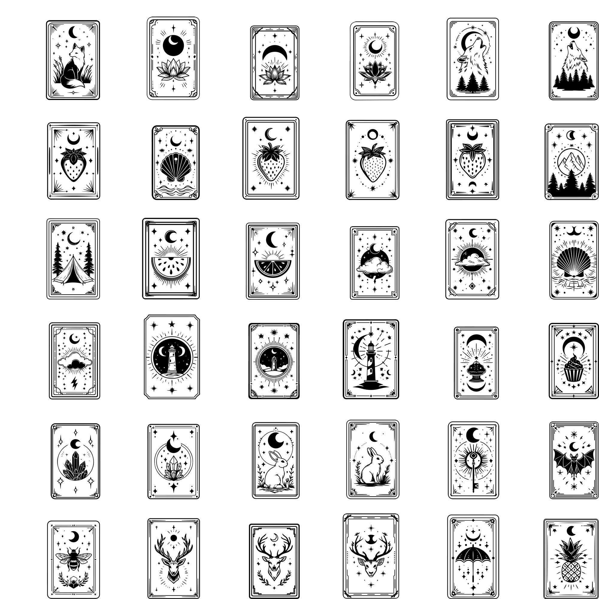 160 Tarot Outline Cards Bundle Svg, Dxf, Eps, Ai, Pdf, Jpg, Png ...