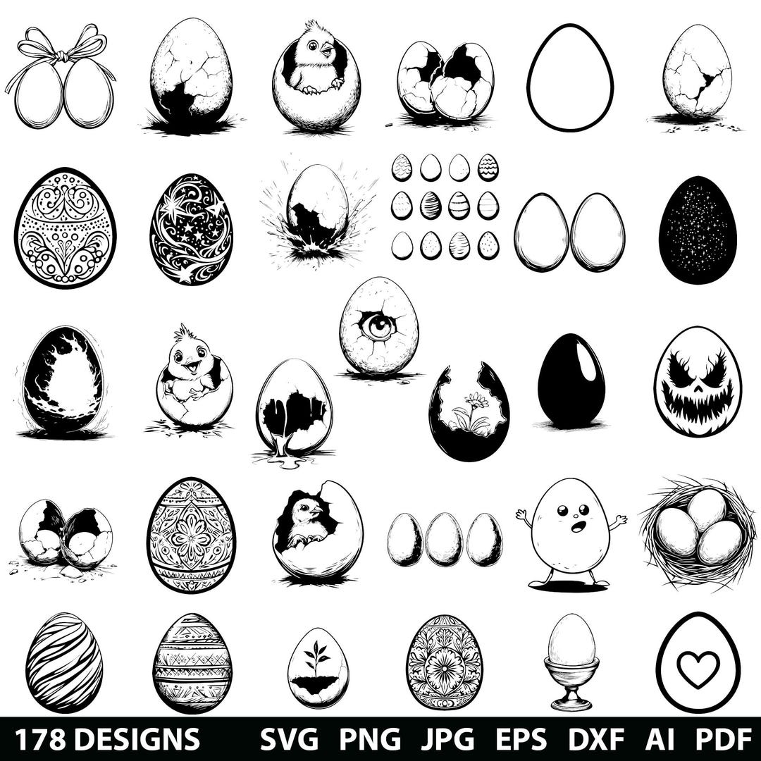 178 Easter Eggs Bundle Svg, Dxf, Eps, Ai, Pdf, Jpg, Png Easter Egg ...