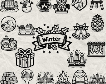 260 Winter Plotter File Bundle Svg, Dxf, Eps, Ai, Pdf, Jpg, Png Grayscale Burn Image Cut Vector Cnc Wood Cut Cricut Winter Silhouette
