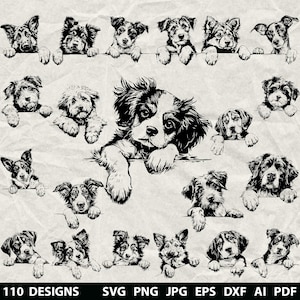 100+ Peeking Dog Bundle Svg, Dxf, Eps, Ai, Pdf, Jpg, Png Peeking Animal Grayscale Burn Image Cut Cnc Wood Cut Cricut Peeking Dog Silhouette