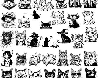 25 猫と窓 svg、dxf、eps、ai、pdf、jpg、png、窓 PNG、猫 SVG 窓の上