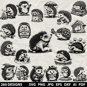260+ Igel Bundle SVG, Dxf, Eps, Ai, Pdf, Jpg, Png Graustufen Brennen Bild Schnitt Vektor Cnc Holzschnitt Cricut Igel Silhouette