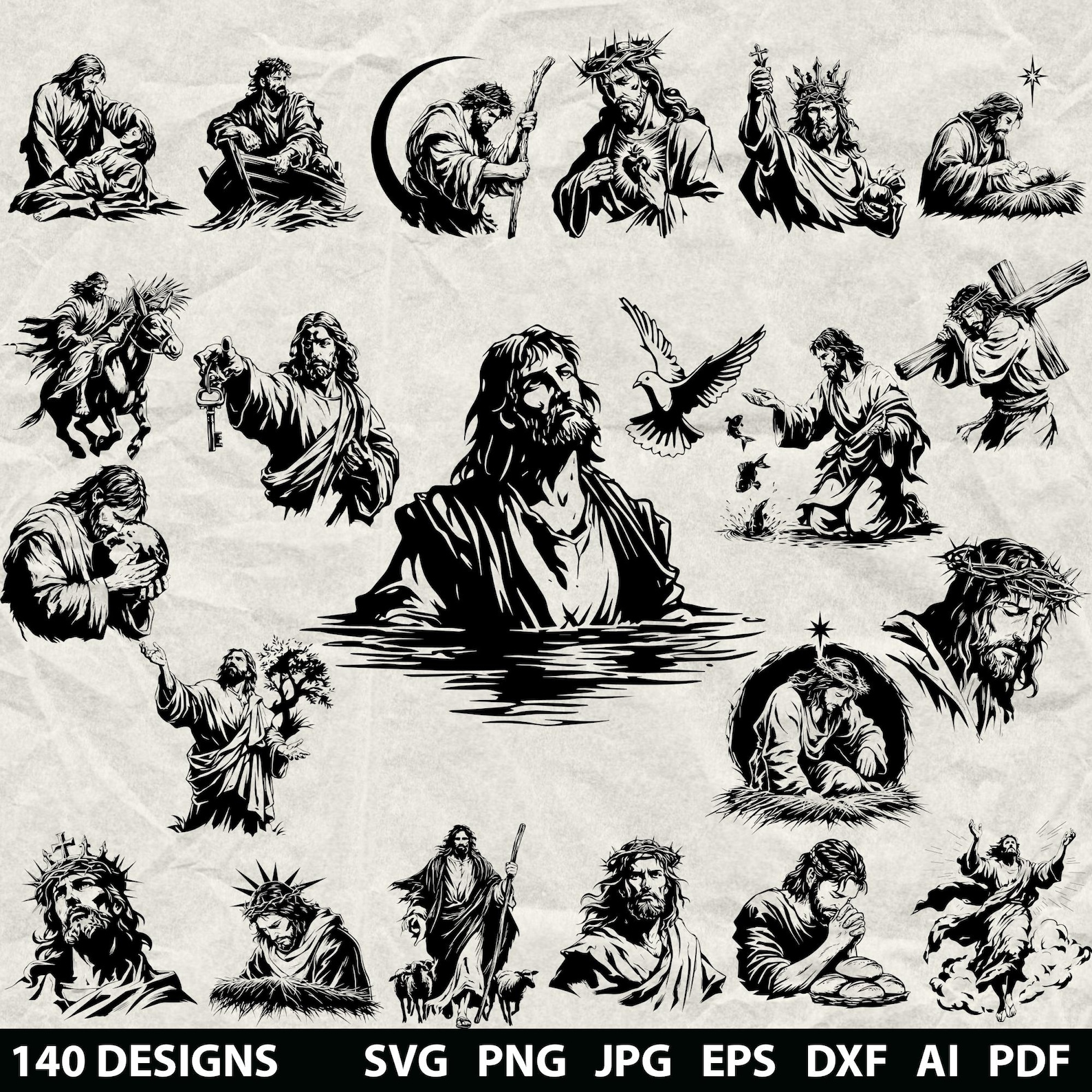 140 Jesus Bundle Svg, Dxf, Eps, Ai, Pdf, Jpg, Png Jesus Christ ...