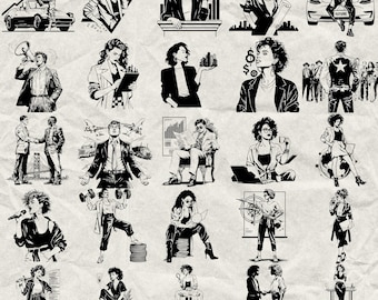 170 Boss Bundle Svg, Dxf, Eps, Ai, Pdf, Jpg, Png Boss Woman Grayscale Burn Image Cut Vector Wood Cut Babe Boss Girl Cricut Man Silhouette