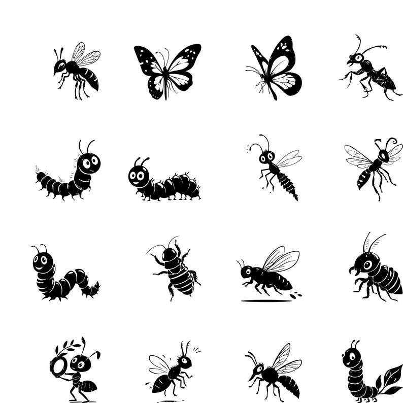 Insect Dxf 110 Insect Bundle Svg, Dxf, Eps, Ai, Pdf, Jpg, Png Animals Grayscale ...