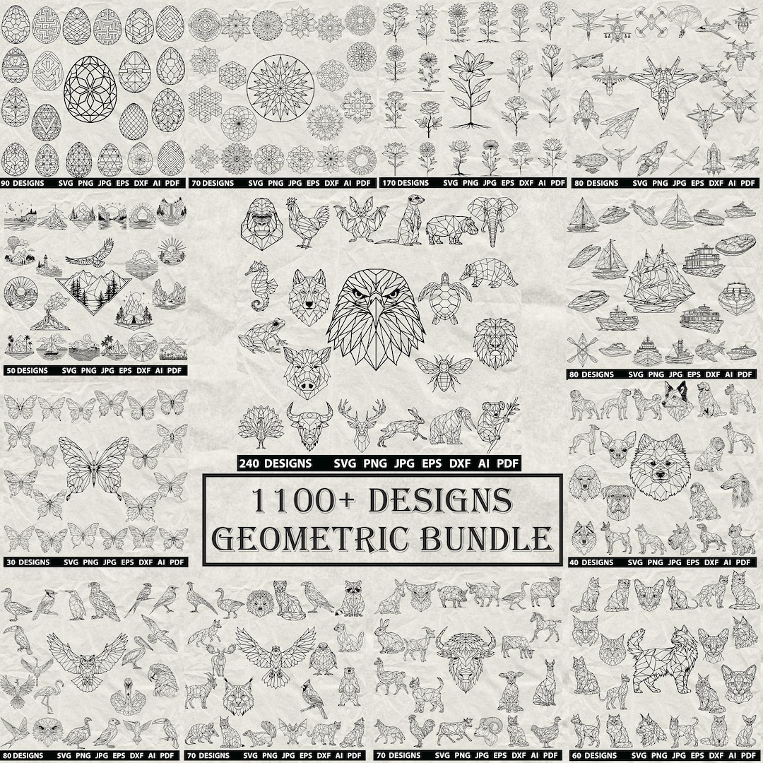 1100+ Geometric MEGA Bundle Svg, Dxf, Eps, Ai, Pdf, Jpg, Png Grayscale ...