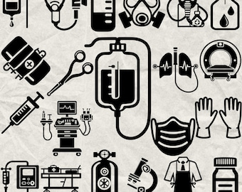 160+ Medicine Equipment Laser Cut Svg, Dxf, Eps, Ai, Pdf, Jpg, Png Doctor Grayscale Burn Image Cut Cnc Wood Cricut Medical Icon Silhouette
