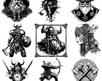 10 Vikings Norse Valhalla Helmet Medieval Warrior Laser Svg, Dxf, Eps, Ai, Pdf, Jpg, Png Grayscale Burn Image Cut Vector Cnc Wood Cut