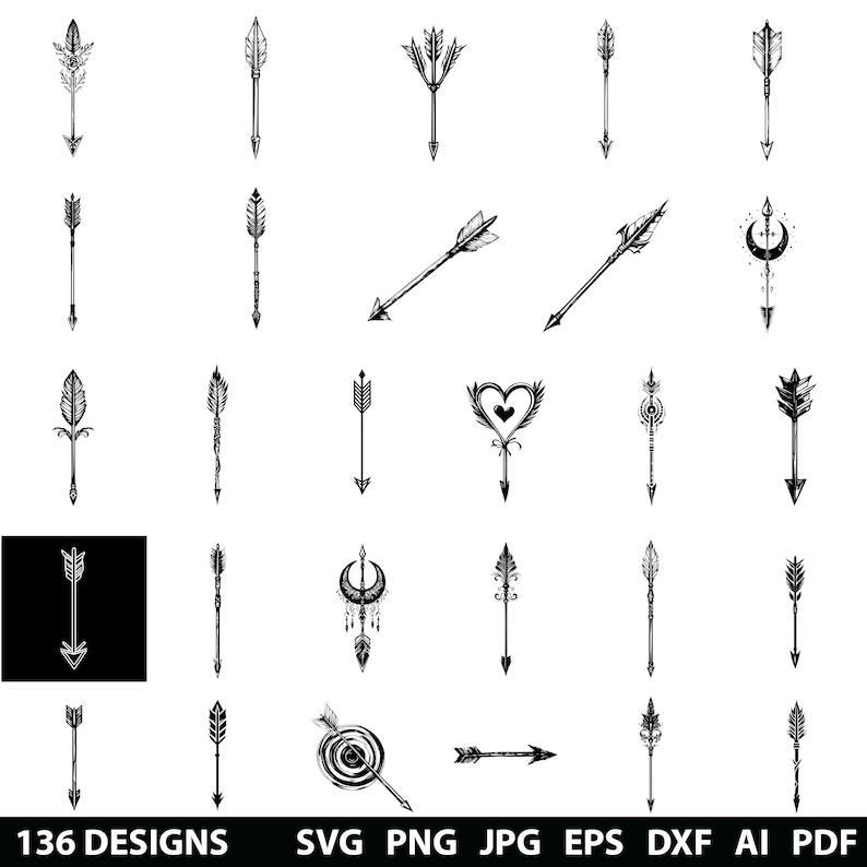 136 Arrows Laser Svg, Dxf, Eps, Ai, Pdf, Jpg, Png Arrow Monogram ...