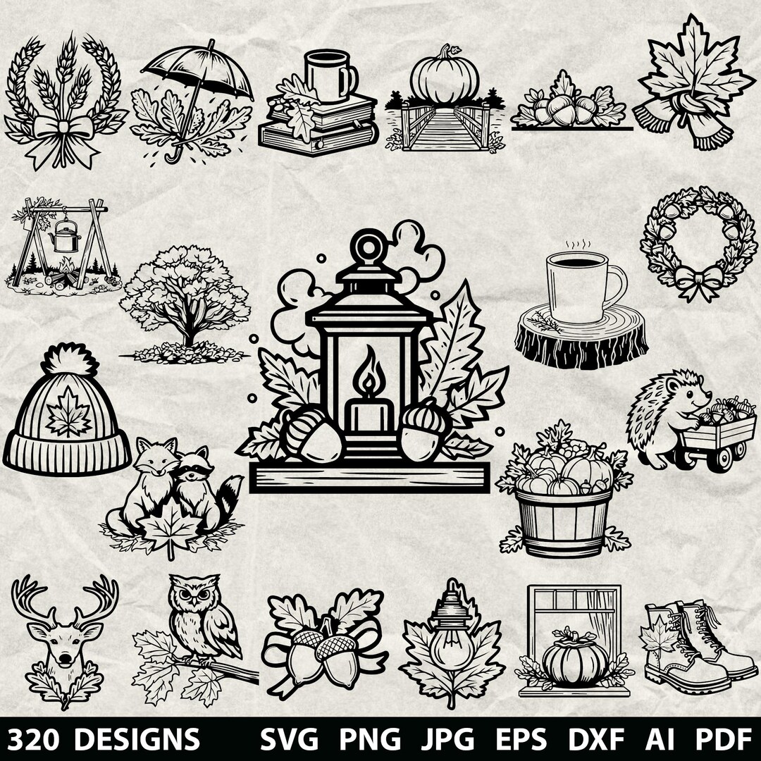 Fall Dxf 320 Autumn Plotter Files Svg, Dxf, Eps, Ai, Pdf, Jpg, Png Fall ...