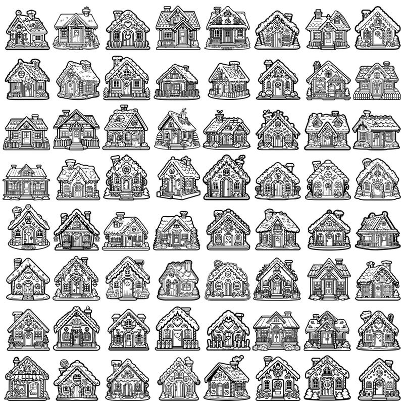 210 Gingerbread House Bundle Svg, Dxf, Eps, Ai, Pdf, Jpg, Png Grayscale ...